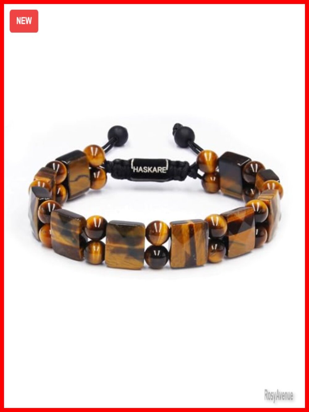 Mens Tiger Eye Beaded Bracelet Handmade Drawstring Gemstone Healing